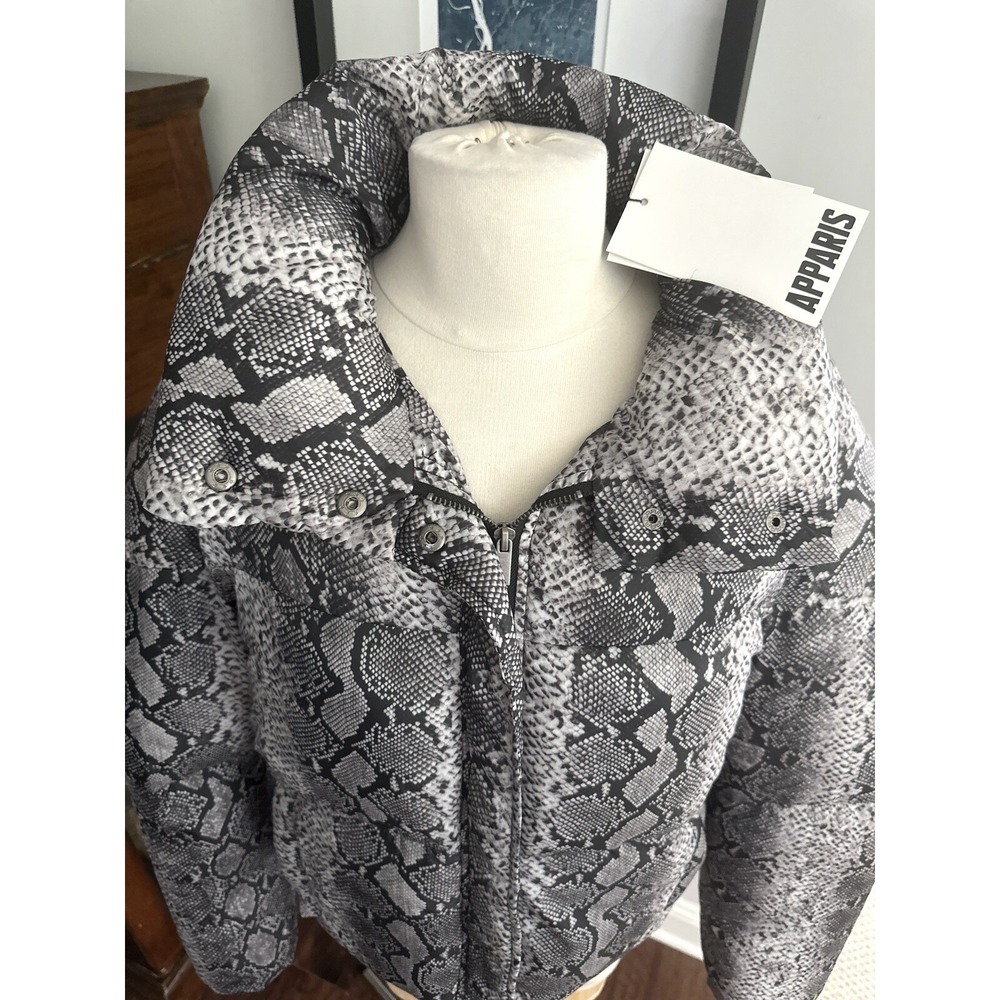 $270 NWT Apparis Women's Jamie Snakeskin Print Puffer Jacket Coat Size Large - Picture 5 of 6